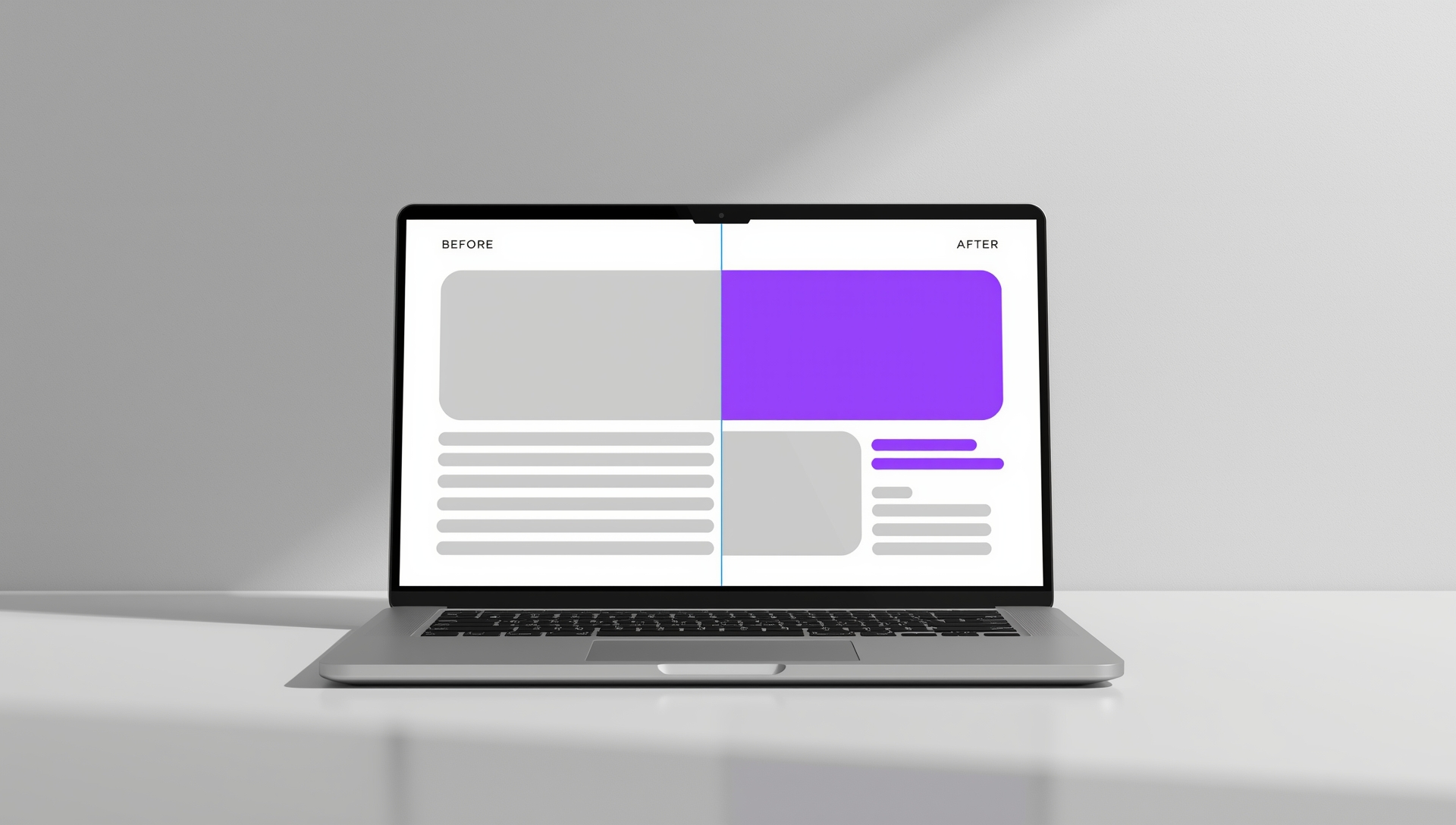 سفارشی سازی قالب HTML (قبل/بعد در یک لپتاپ، بدون متن داخل صفحه)